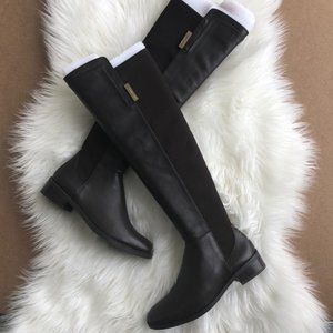 Vince Camuto Kellisi Leather and Neoprene Knee High Riding Boot Size 6